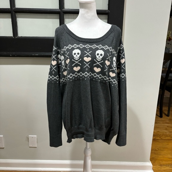 Torrid Skull Fair Isle Crew Neck Sweater Pullover Size 1X Comfy Casual Size 1X - Picture 3 of 14